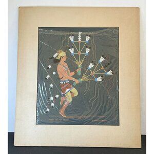 Harrison Begay Navajo Feather Dancer Vintage Screenprint 17"x14" Signed Tewa Ent